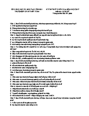 Đề thi THPT Quốc gia môn Lịch sử năm 2017 - Sở GD & ĐT Yên Bái